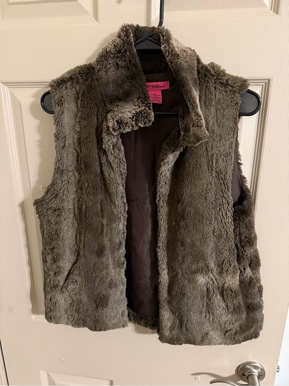Betsey Johnson Women’s Brown Faux Fur Sleeveless Vest